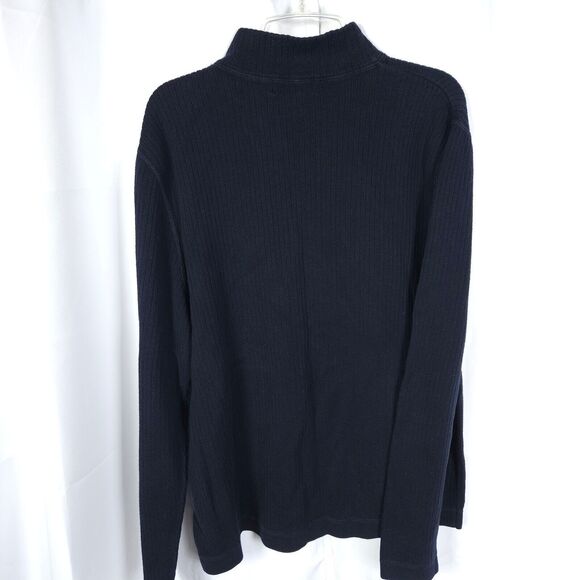 Eddie Bauer Mens Large Tall Navy Blue Long Sleeve Mock Neck Sweater Australia - Picture 3 of 6